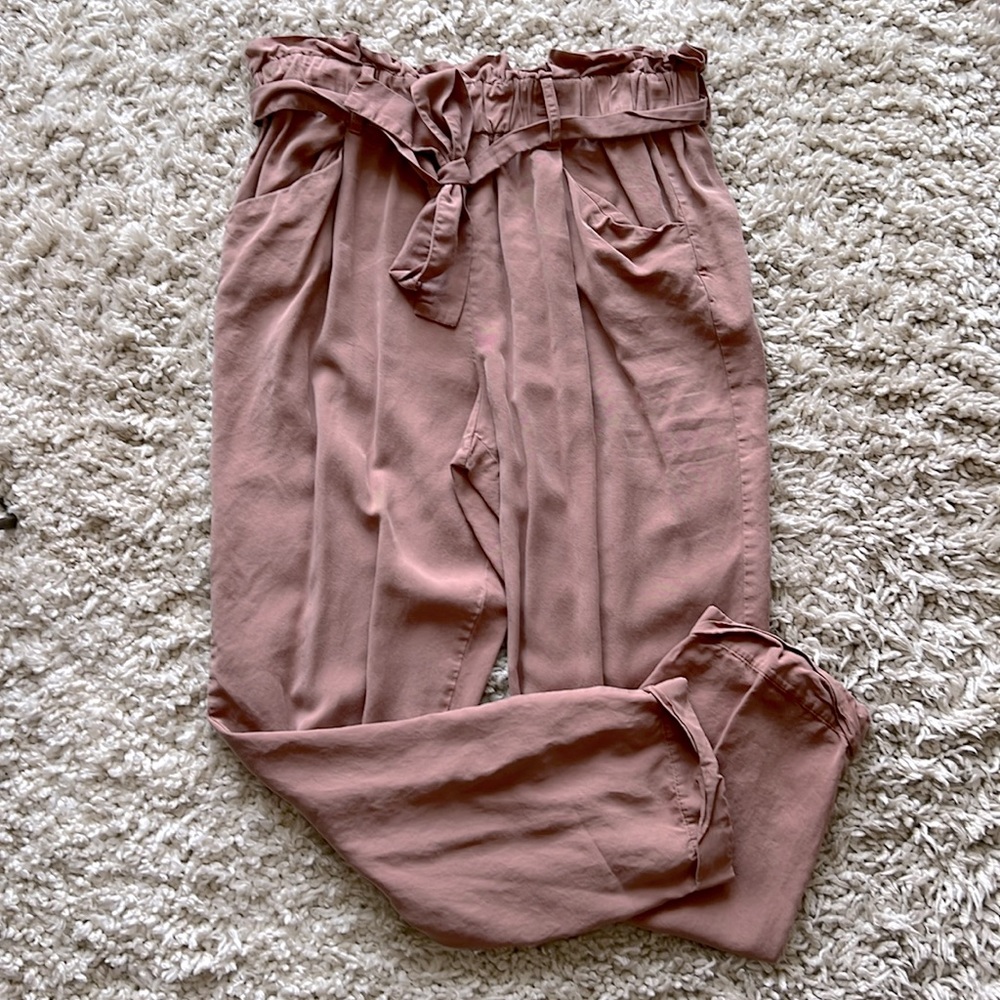 Thread & Supply Pink Paperbag Waist Pants